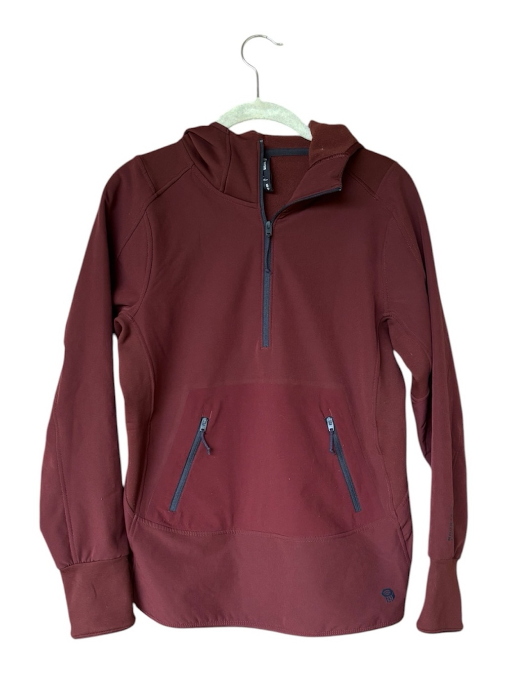 Mountain Hardwear Women's Small Brown Fleece Lined Softshell Hoodie 1/4 Zip